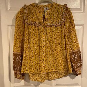 NWOT Joie Floral Ruffle Balloon Sleeve Peasant Blouse
